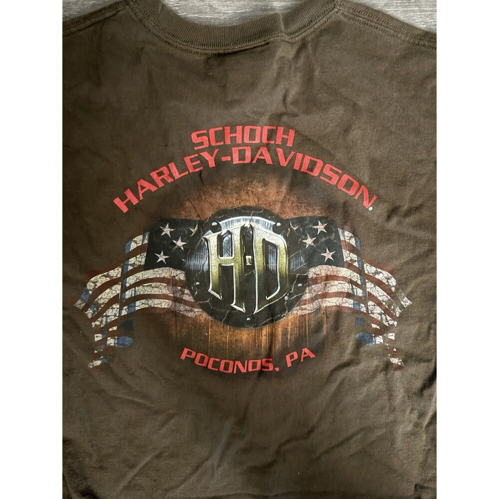 Vintage 2012 Harley-Davidson Eagle Wing Graphic Pocket T-Shirt Faded Brown small - Picture 6 of 6